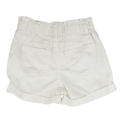 White Solid Denim Shorts