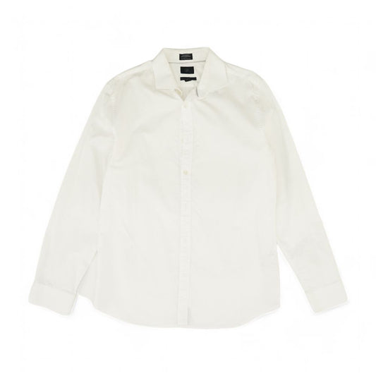 White Solid Long Sleeve Button Down