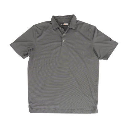 Gray Striped Short Sleeve Polo