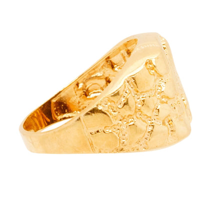 10K Gold Signet With Nugget Shank And Eagle Motif Ring