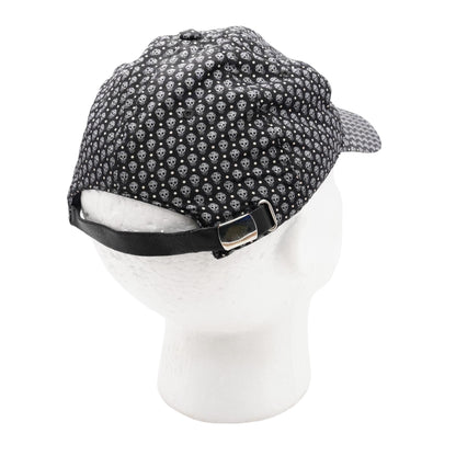 Black Skull Motif Patterned Logo-Embroidered Baseball Cap