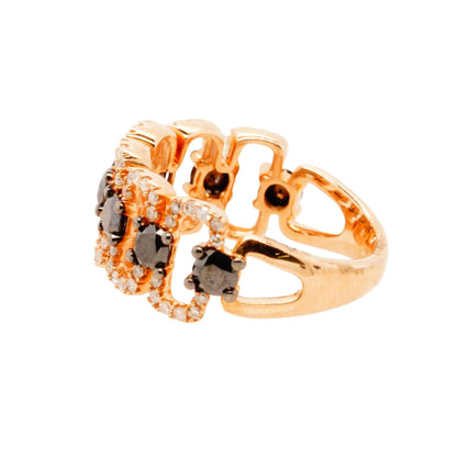 10K Rose Gold Black And White Diamond Band