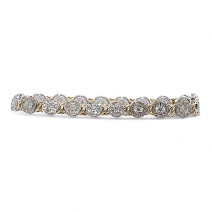 10K Two Tone Gold Illusion Set Diamonds With Halo Line Bracelet