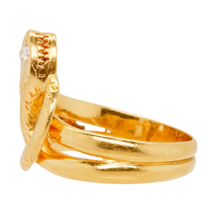 18K Gold Diamond Accented Snake Band