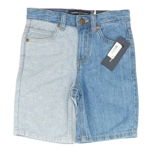 Blue Color Block Denim Shorts