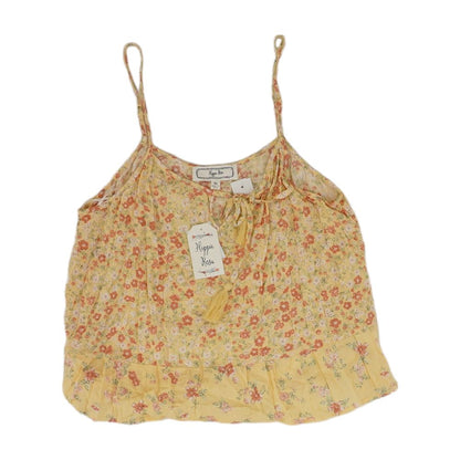 Yellow Floral Sleeveless Blouse