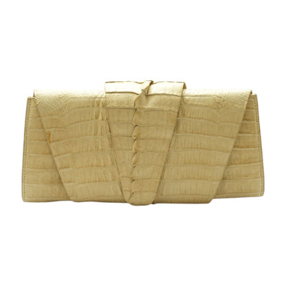 Beige Crocodile Wrap Clutch