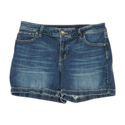 Blue Solid Denim Shorts