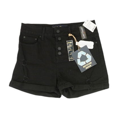 Black Solid Denim Shorts