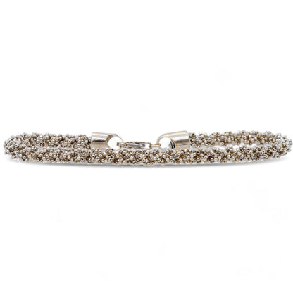 18K White Gold Braided Diamond Cut Bead Chain Bracelet