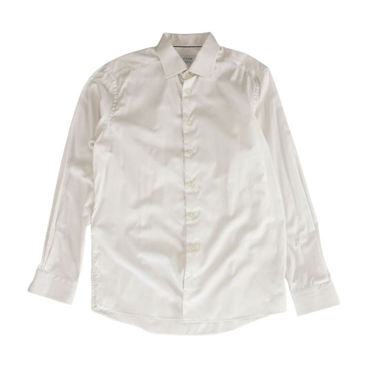 White Solid Long Sleeve Button Down