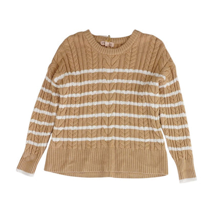 Tan Striped Crewneck Sweater