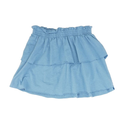 Blue Solid Mini Skirt