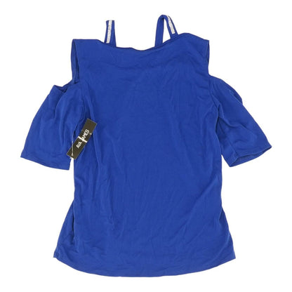 Blue Solid Active Knit Top