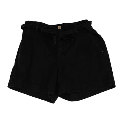 Black Solid Denim Shorts