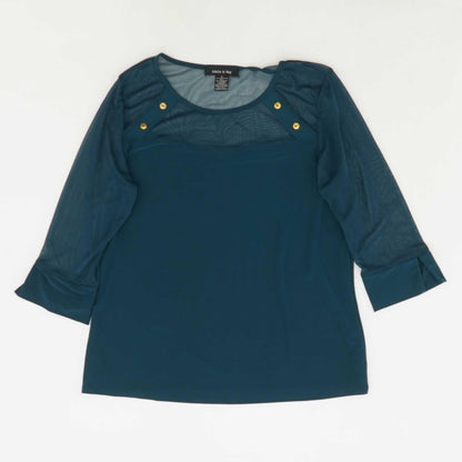 Green Solid 3/4 Sleeve Blouse