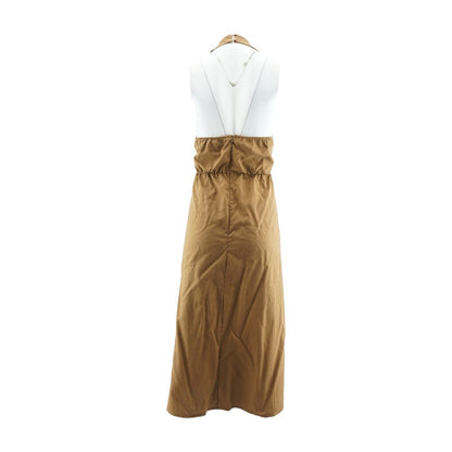 Brown Solid Maxi Dress