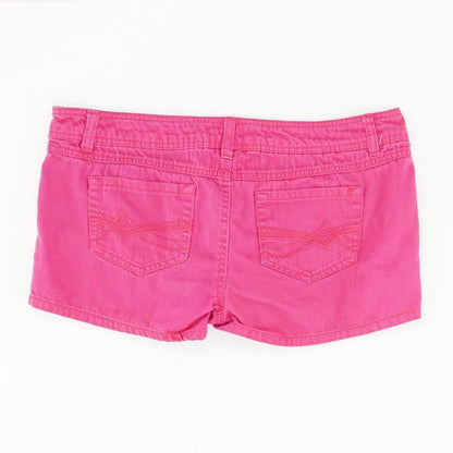 Magenta Solid Denim Shorts