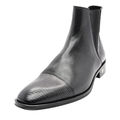 Black Animal Embossed Leather Chelsea Boots