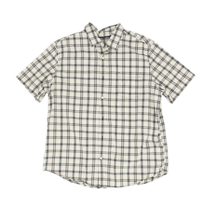 White Plaid Short Sleeve Button Down