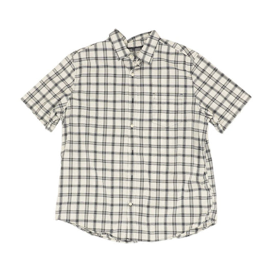 White Plaid Short Sleeve Button Down