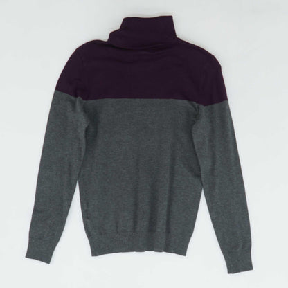 Gray Color Block Turtleneck Sweater