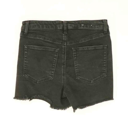 Black Solid Denim Shorts