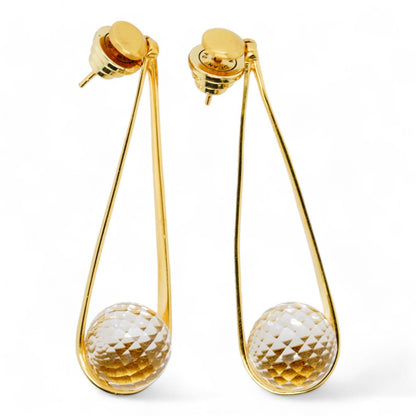 Gold Tone Ipanema Crystal Quartz Drop Earrings