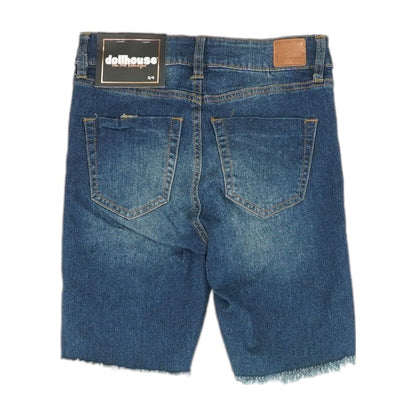 Blue Solid Denim Shorts