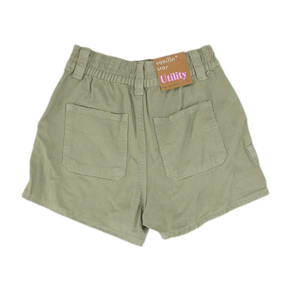 Green Solid Denim Shorts