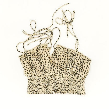 Beige Animal Print Cropped Camisole