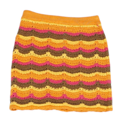 Orange Striped Mini Skirt