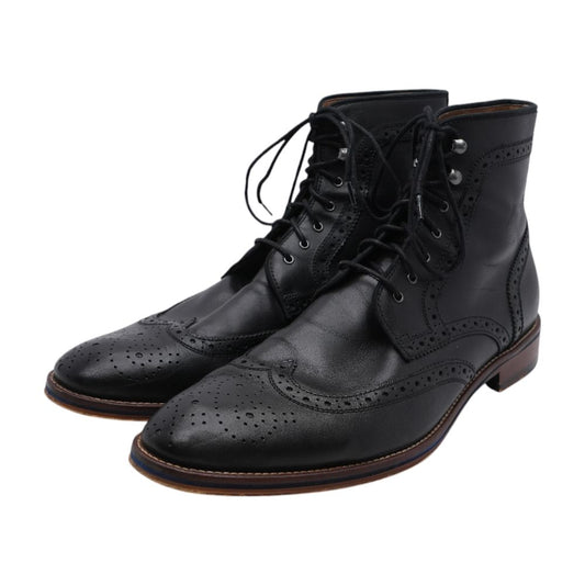 Black Manmade Lace Up Boots