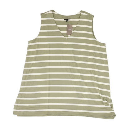 Green Striped V Neck T-Shirt