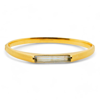 22K Gold Plated Light Blue Stone Hinged Bangle Bracelet