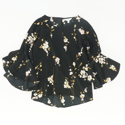 Black Floral Long Sleeve Blouse