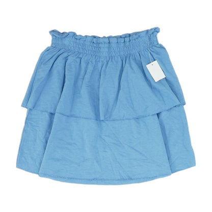 Blue Solid Mini Skirt