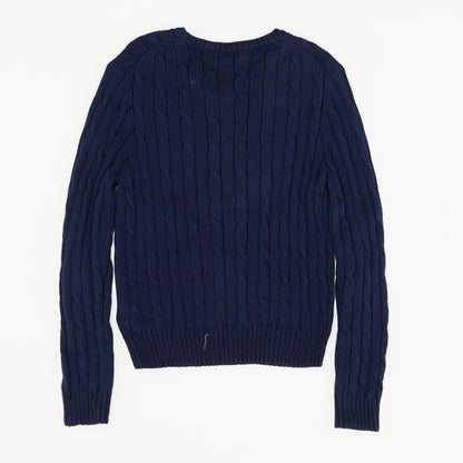 Navy Solid Crewneck Sweater