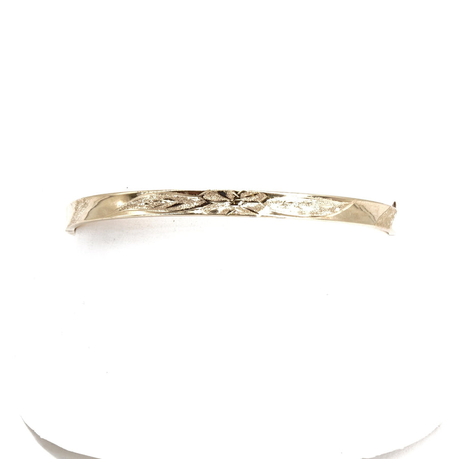 18k White Gold Flat Hinged Bangle Bracelet From Italy