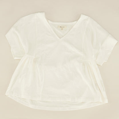 Ivory Solid Short Sleeve Blouse