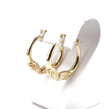 14K Gold Rams Head Polished Hoop Earrings