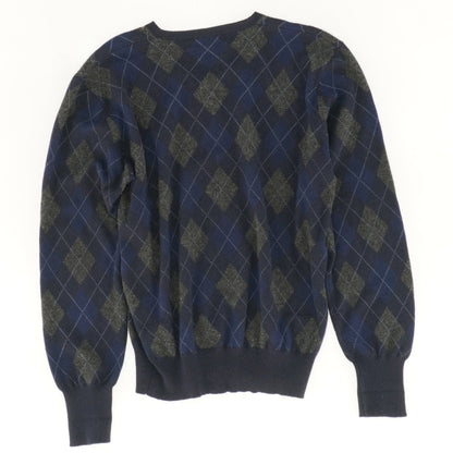 Navy Argyle V-Neck Pullover Sweater