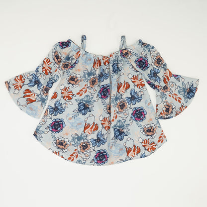 Blue Floral 3/4 Sleeve Blouse